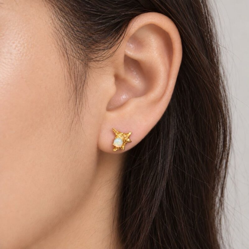 Sterling Silver Crystal Opal Stud Earrings