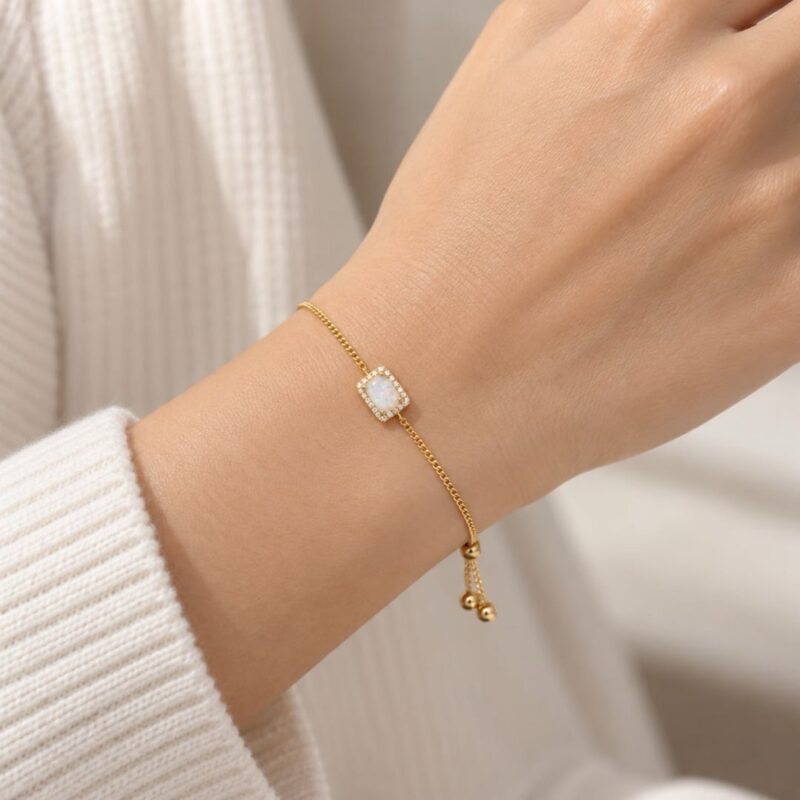 Sterling Silver Australian Crystal Opal Bracelet