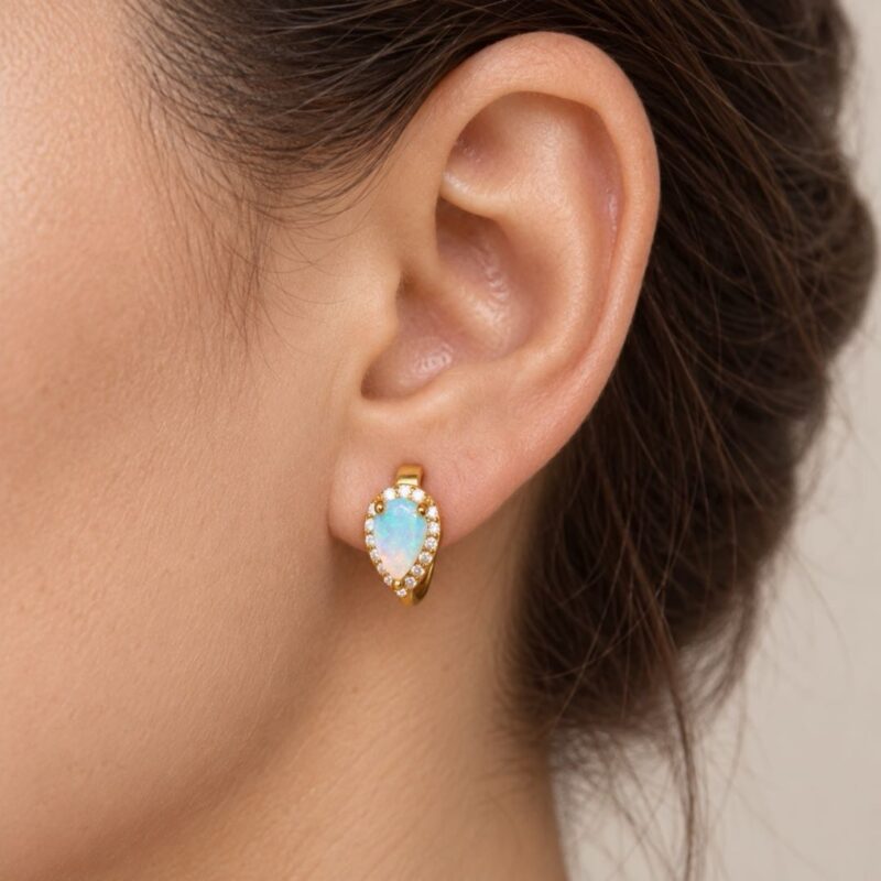 Sterling Silver Crystal Opal Stud Earrings
