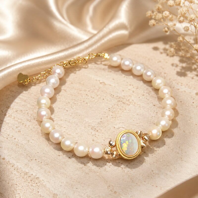 Sterling Silver Australian Crystal Opal Bracelet