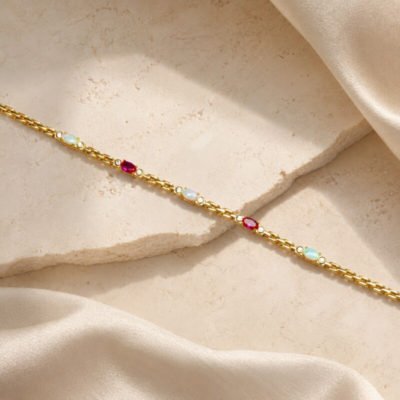 Sterling Silver Australian Crystal Opal Bracelet