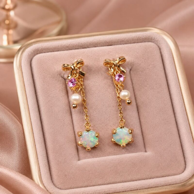 Sterling Silver Australian Crystal Opal Stud Earrings