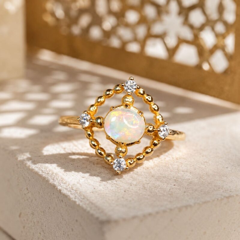 Sterling Silver Australian Crystal Opal Ring
