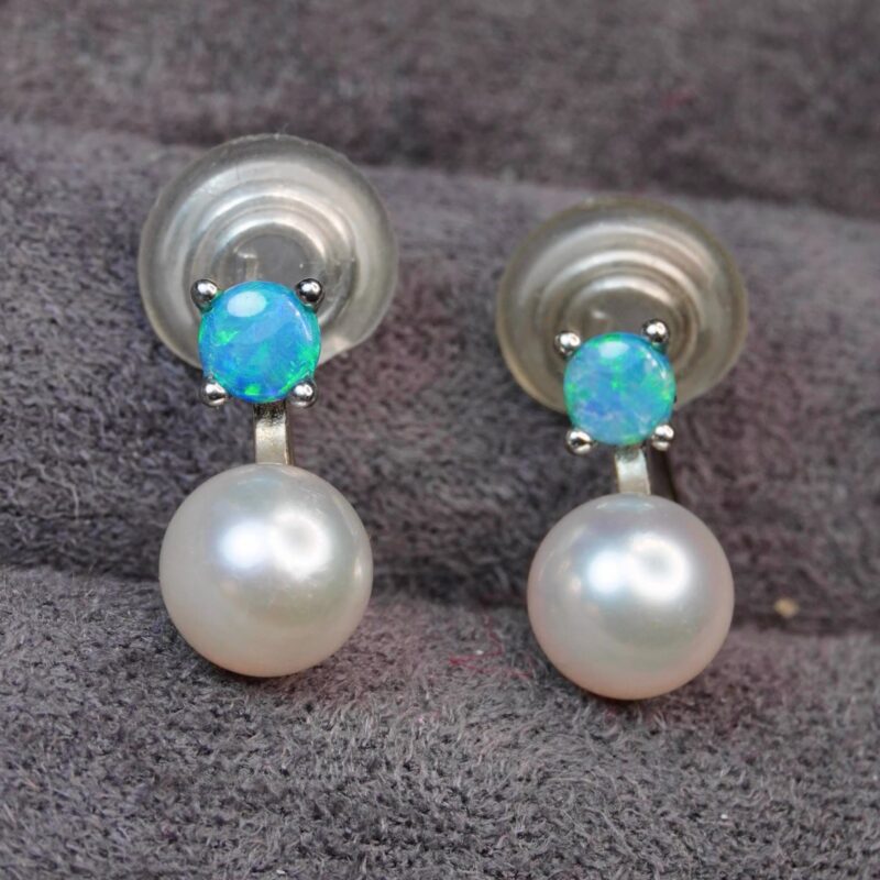 Sterling Silver Australian Crystal Opal Clip-On Earrings