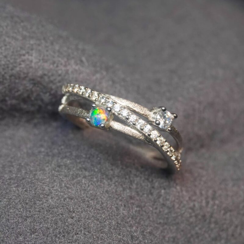 Sterling Silver Australian Crystal Opal Ring