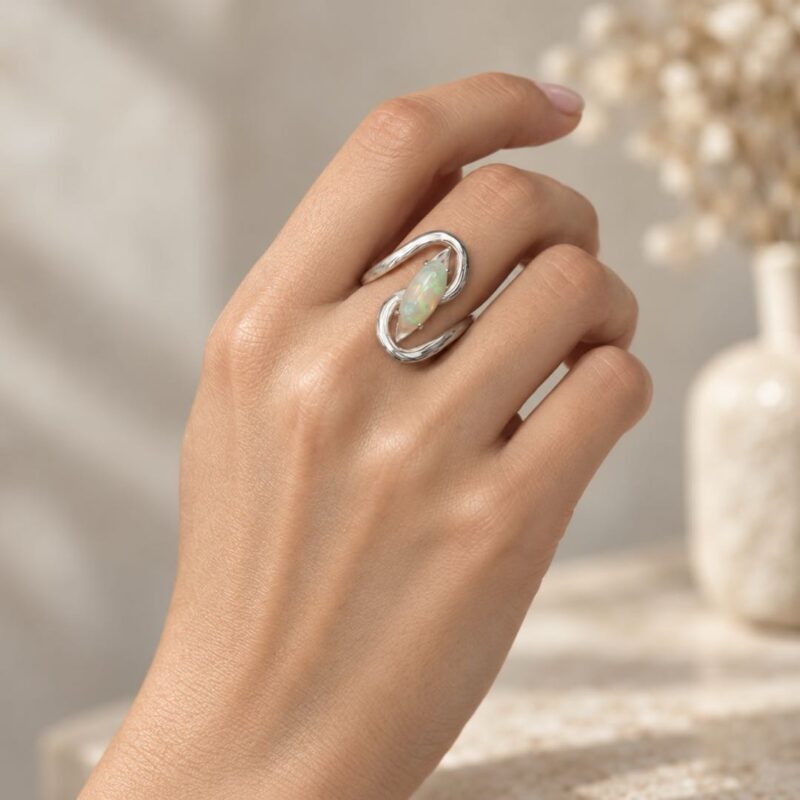 Sterling Silver Crystal Opal Ring