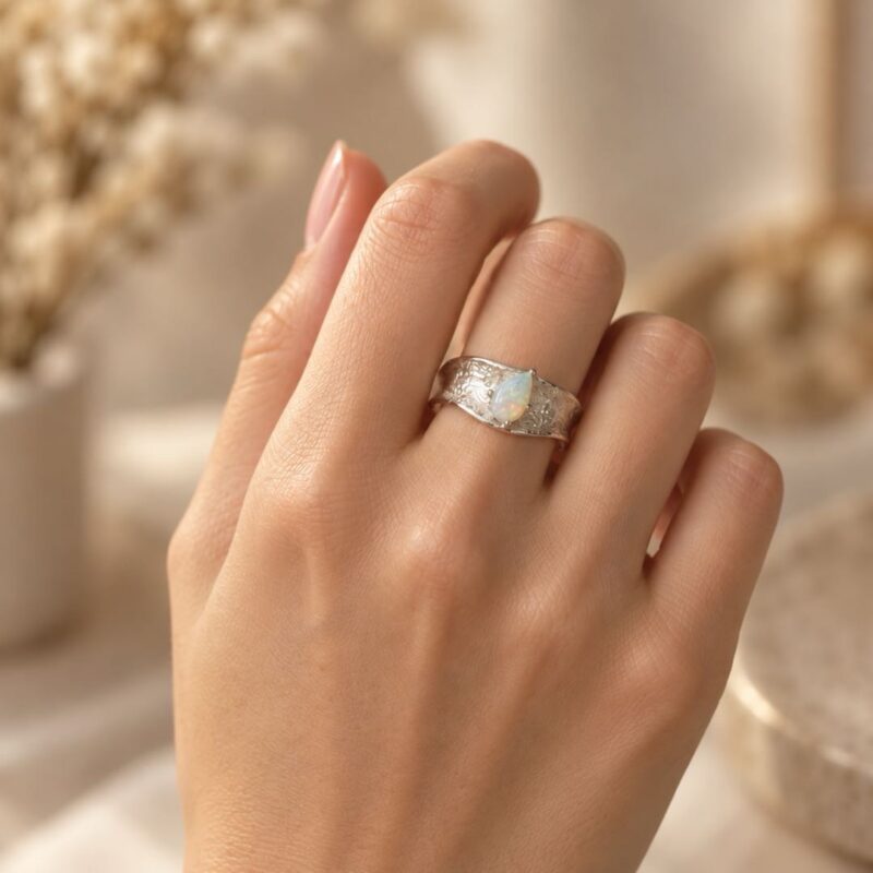 Sterling Silver Australian Crystal Opal Ring