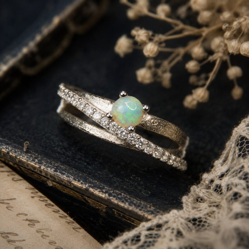 Sterling Silver Australian Crystal Opal Ring